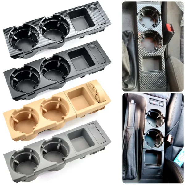 Console Rangement Central E46 — Porte-Gobelet & Vide-Poche