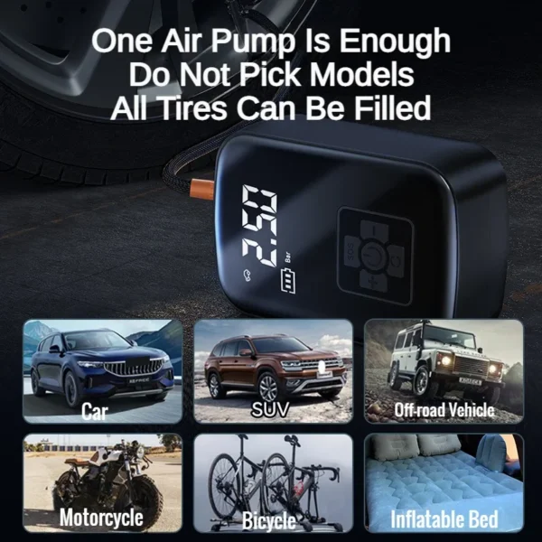 Gonfleur Pneu Électrique Portable 150PSI — Sans Fil