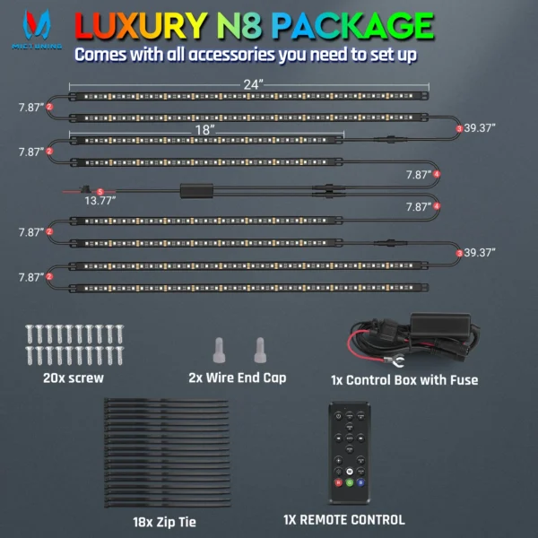 Kit Éclairage Sous Caisse E46 — Strips RGBW LED App & Télécommande