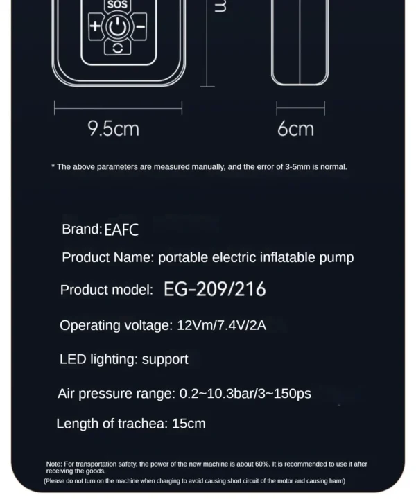 Gonfleur Pneu Électrique Portable 150PSI — Sans Fil
