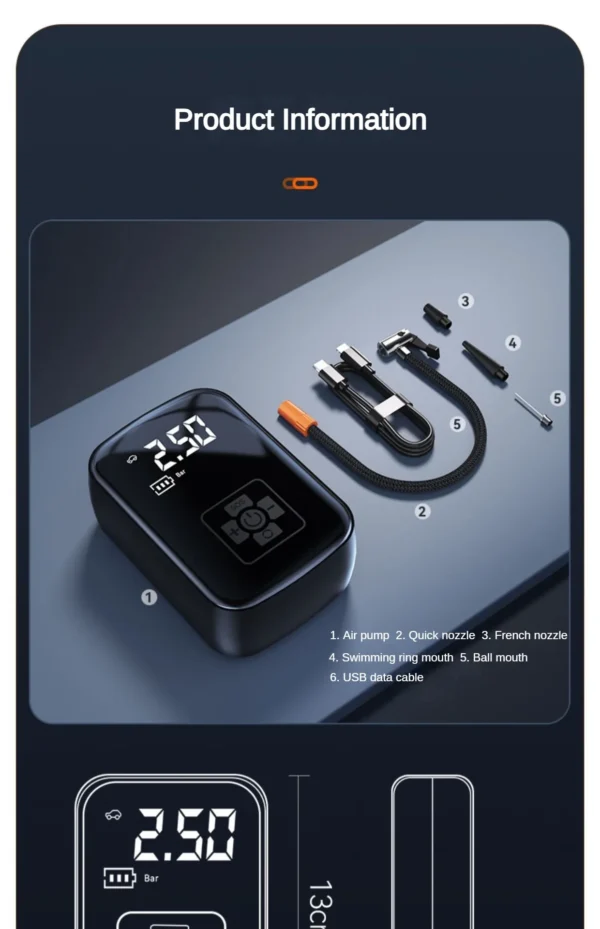 Gonfleur Pneu Électrique Portable 150PSI — Sans Fil