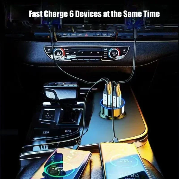 S9b98e7040df94cc59ef5fbb6523df676p.webp Chargeur Voiture USB-C 6-en-1 350W — Affichage Digital