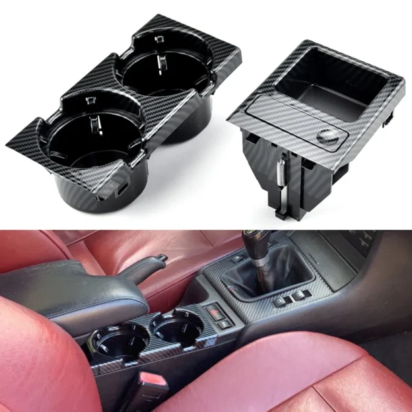 Console Rangement Central E46 — Porte-Gobelet & Vide-Poche
