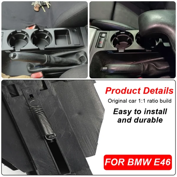 Console Rangement Central E46 — Porte-Gobelet & Vide-Poche
