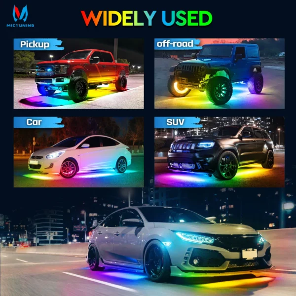 Kit Éclairage Sous Caisse E46 — Strips RGBW LED App & Télécommande