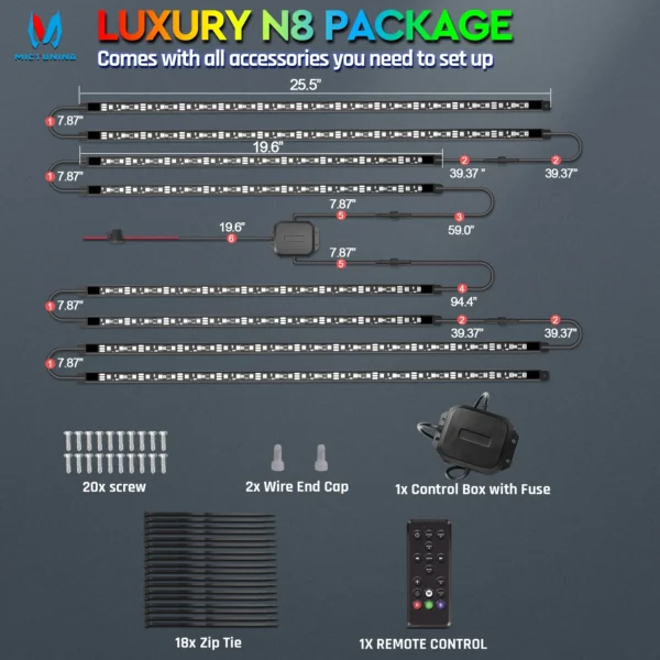 Kit Éclairage Sous Caisse E46 — Strips RGBW LED App & Télécommande
