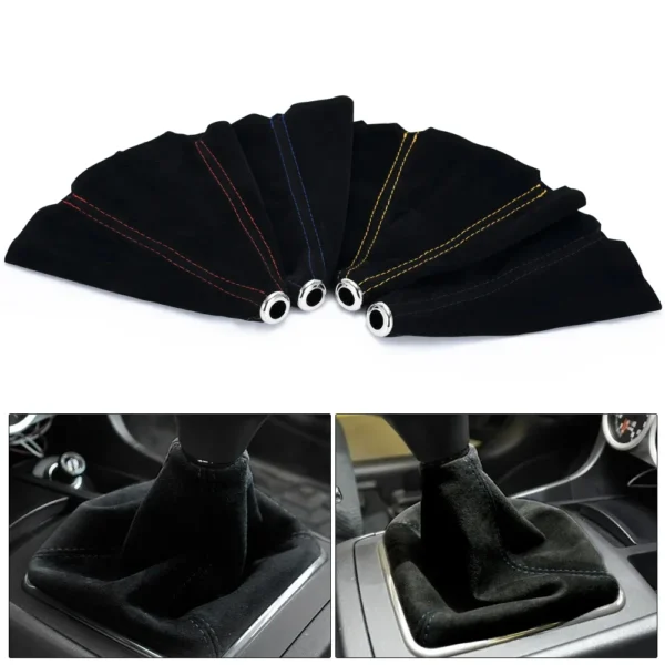 Soufflet de levier de vitesse suede noir avec couture contrastée pour BMW E46